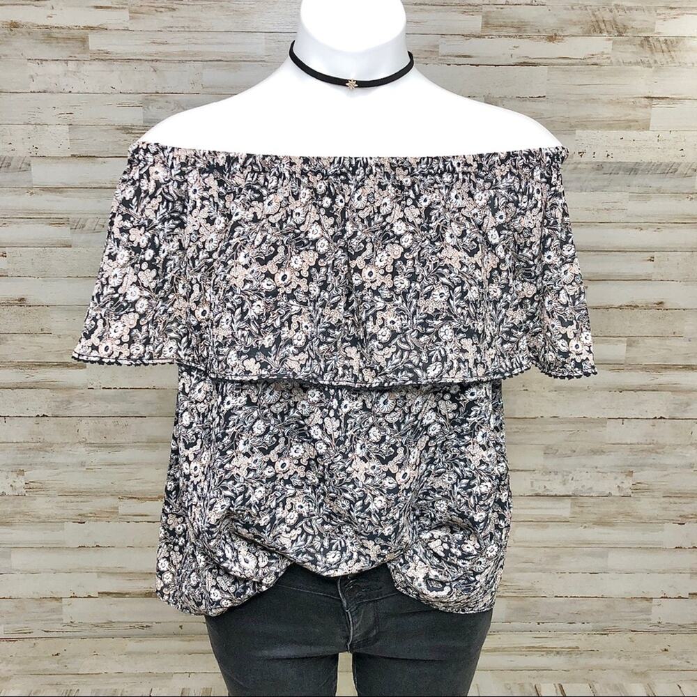 Rebecca Minkoff Wildflower Deb Top Womens Size S Black Off the Shoulder